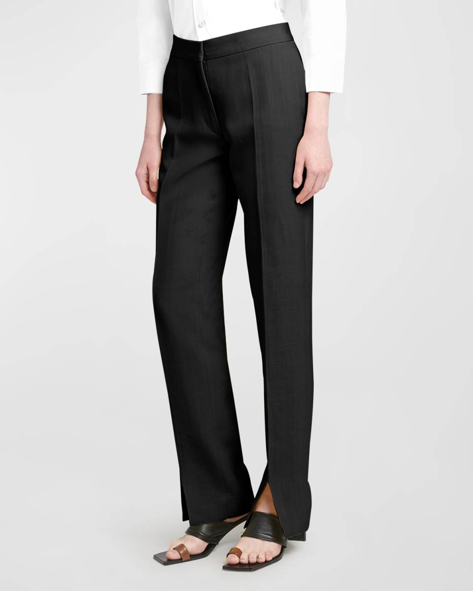 Pleated Split-Hem Trousers