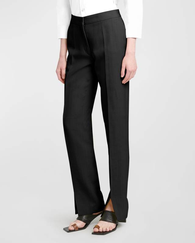 Pleated Split-Hem Trousers