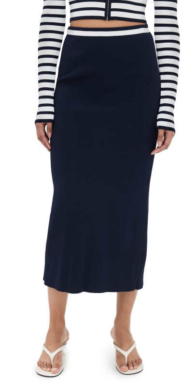 STAUD Karina Skirt Navy/White