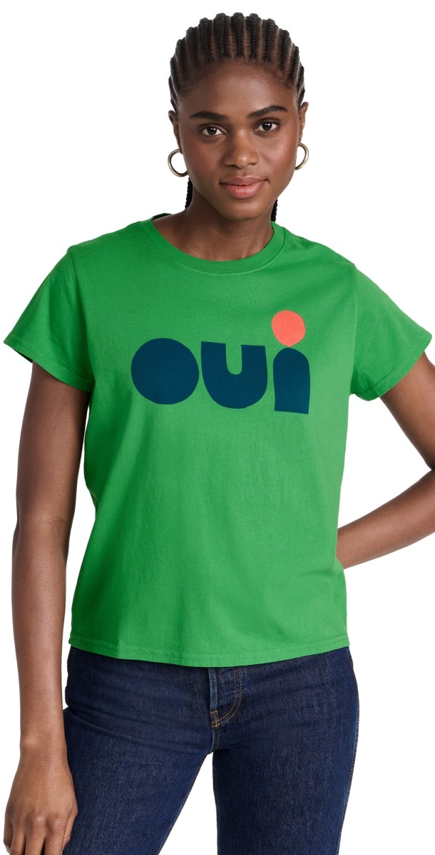 Clare V. Classic Tee Green w/ Navy