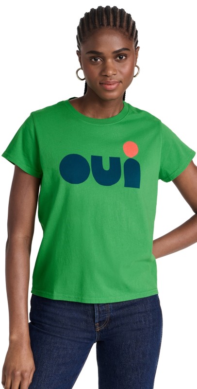 Clare V. Classic Tee Green w/ Navy
