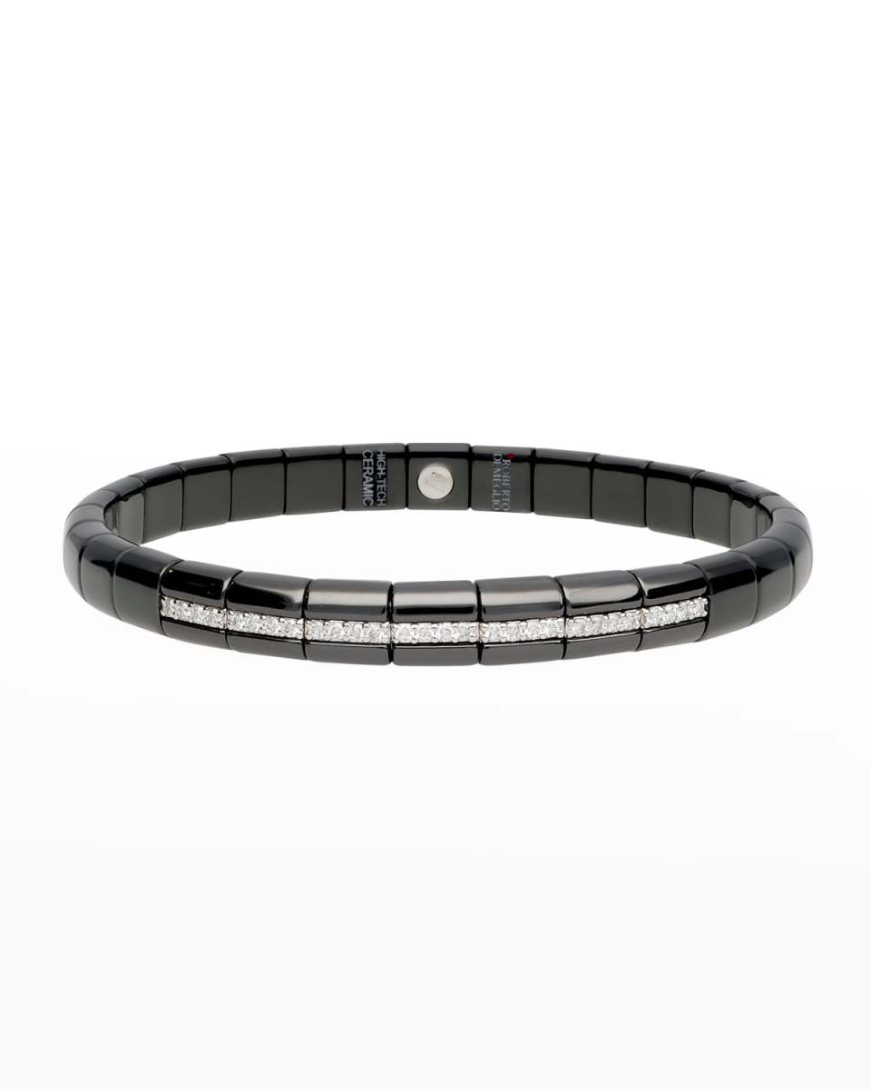 Pura Matte Black Ceramic & 18K White Gold Bracelet with Diamonds, 0.25 tdcw
