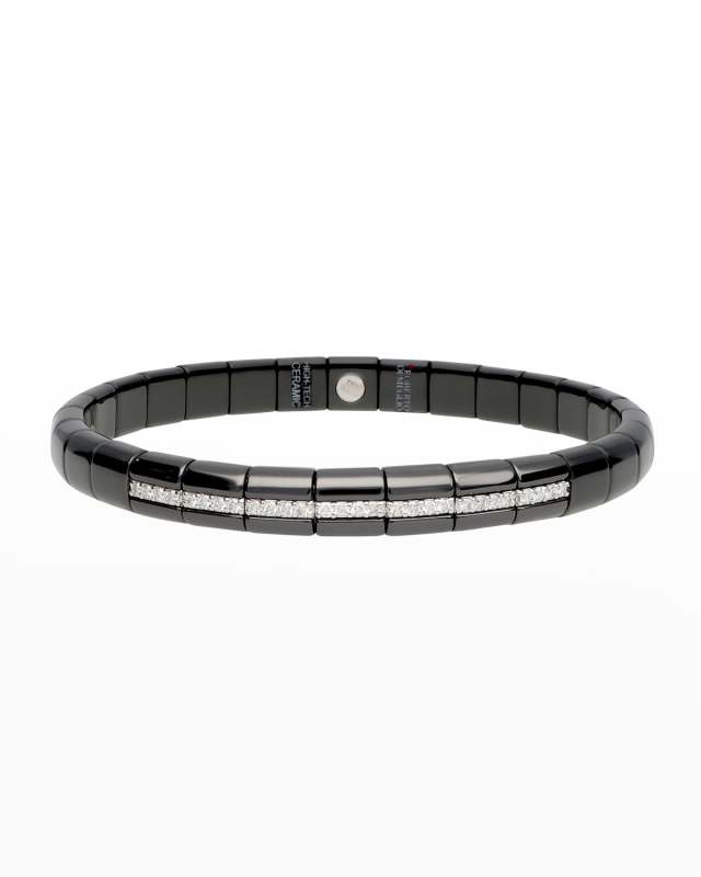 Pura Matte Black Ceramic & 18K White Gold Bracelet with Diamonds, 0.25 tdcw