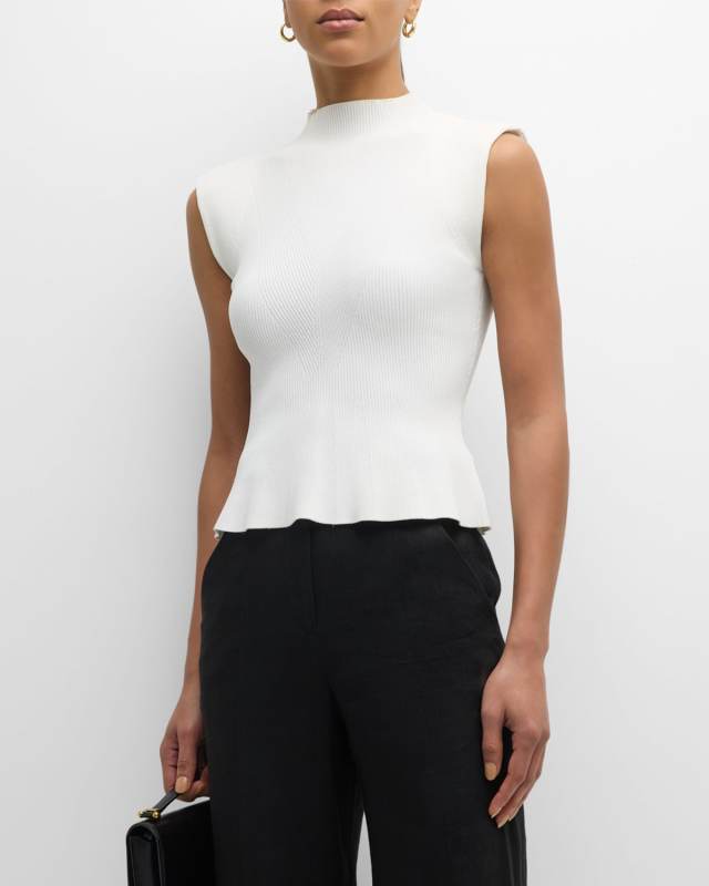 Cio Ribbed Mock-Neck Top