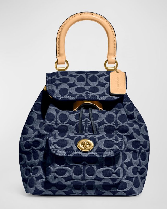 Riya 21 Monogram Washed Denim Backpack