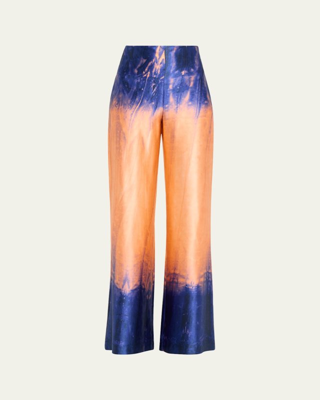 Andie Tie-Dye Silk Wide-Leg Pants