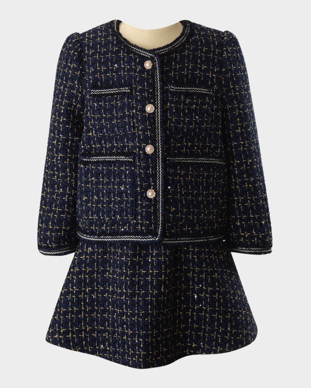 Girl's Tweed Jacket & Skirt Set, Size 2-14