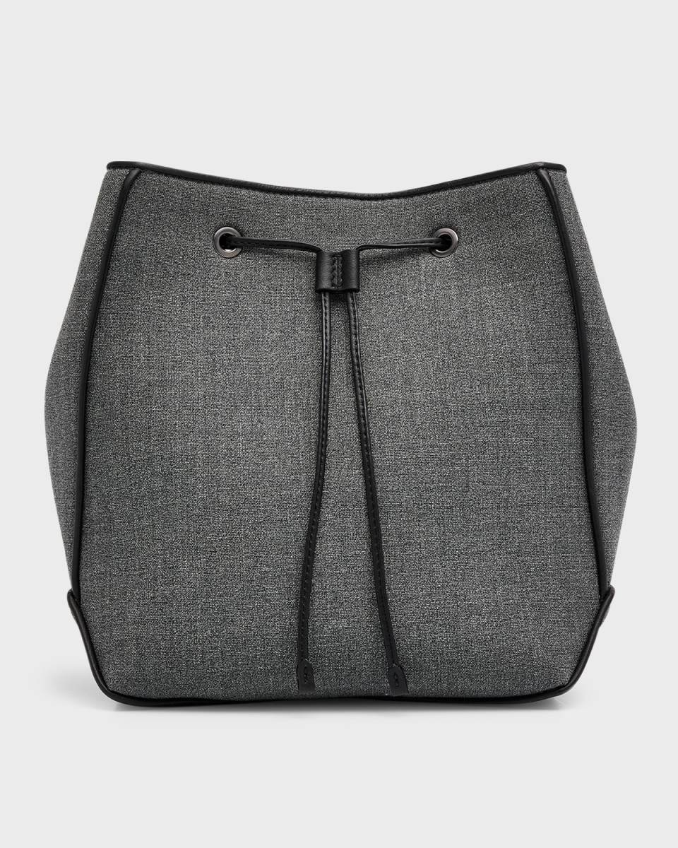 Small Drawstring Wool Bucket Bag