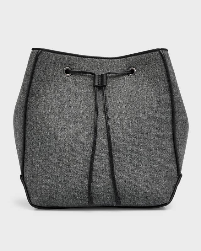 Small Drawstring Wool Bucket Bag