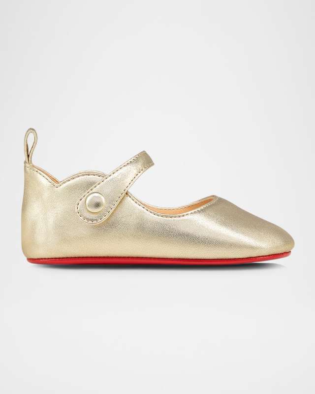 Girl's Love Chick Metallic Leather Ballerina Shoes,