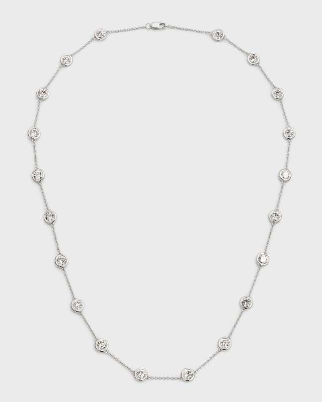 18K White Gold Round Lab Grown Diamond By-the-Yard Necklace, 18"L, 6.0tcw