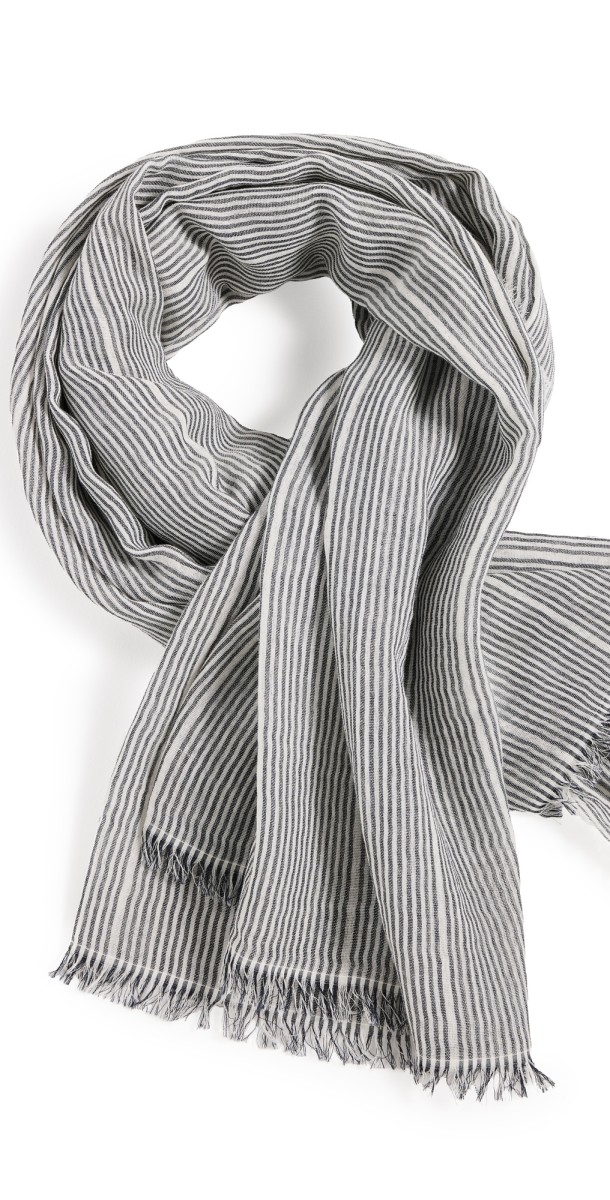 Vince Vince Cotton Micro Stripe Scarf Grey