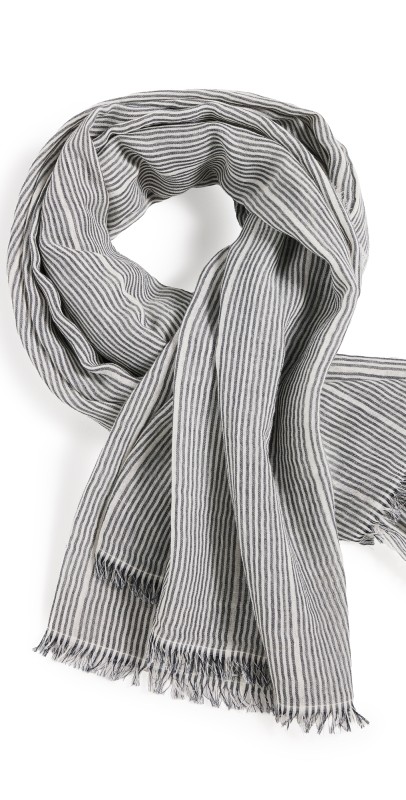 Vince Vince Cotton Micro Stripe Scarf Grey