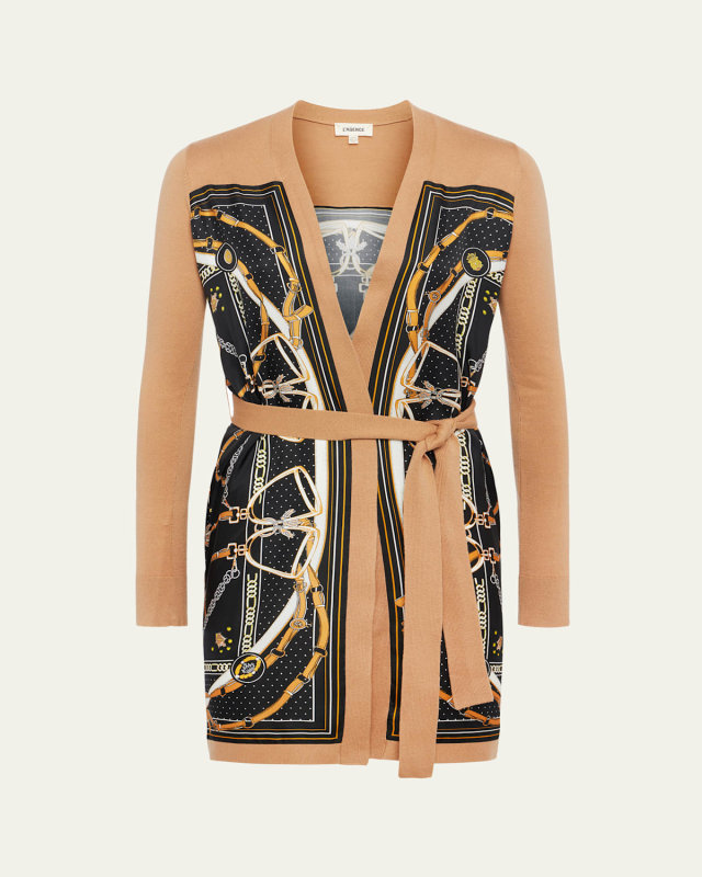 Beverly Silk-Panel Cardigan
