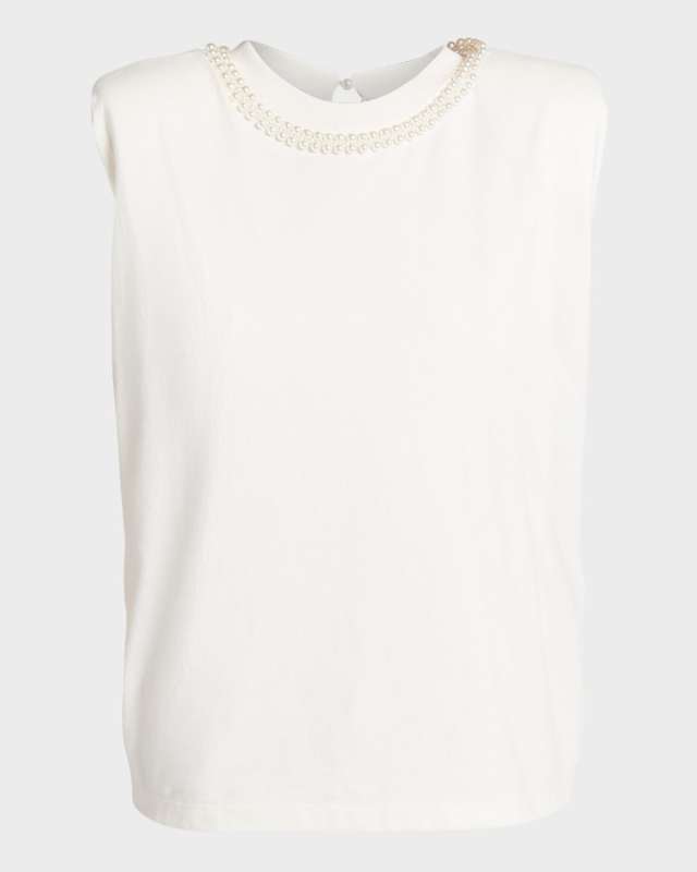 Journey Sleeveless Pearl-Embellished T-Shirt