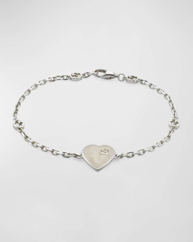 Sterling Silver Heart Bracelet With Interlocking G