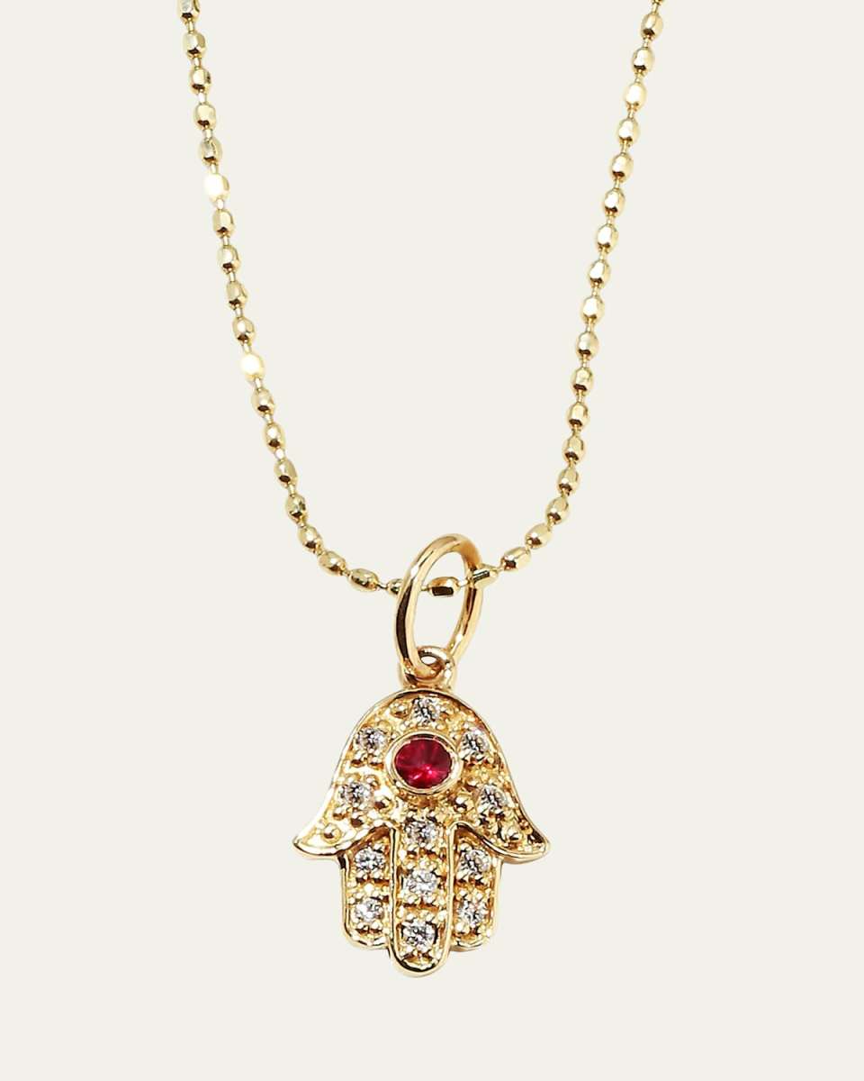 14k Gold Diamond Hamsa Pendant Necklace