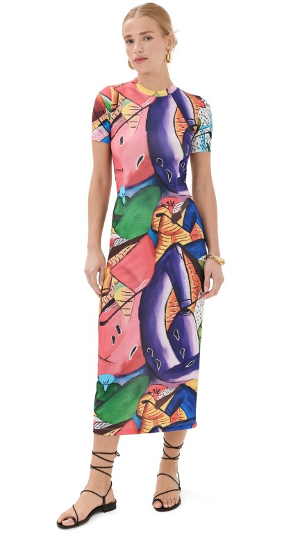 Stella Jean Short Sleeved Dress Corta Merchant Naif Print