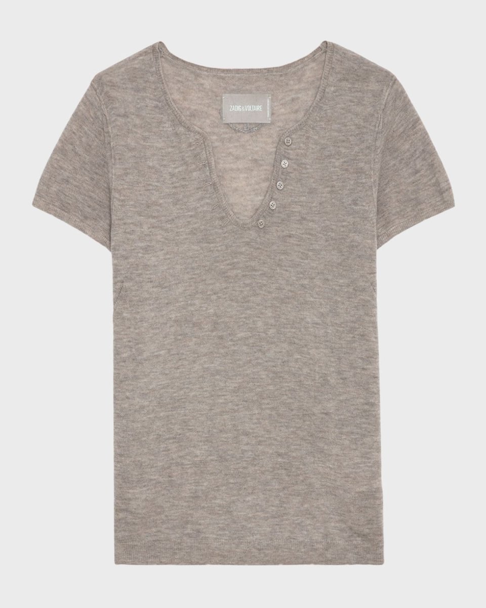 Celsy Cashmere Henley T-Shirt