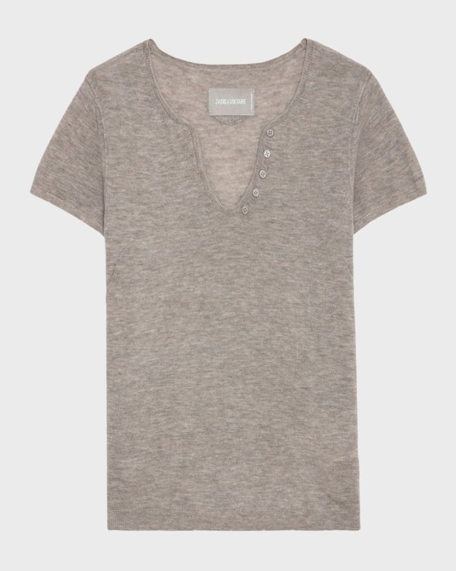 Celsy Cashmere Henley T-Shirt