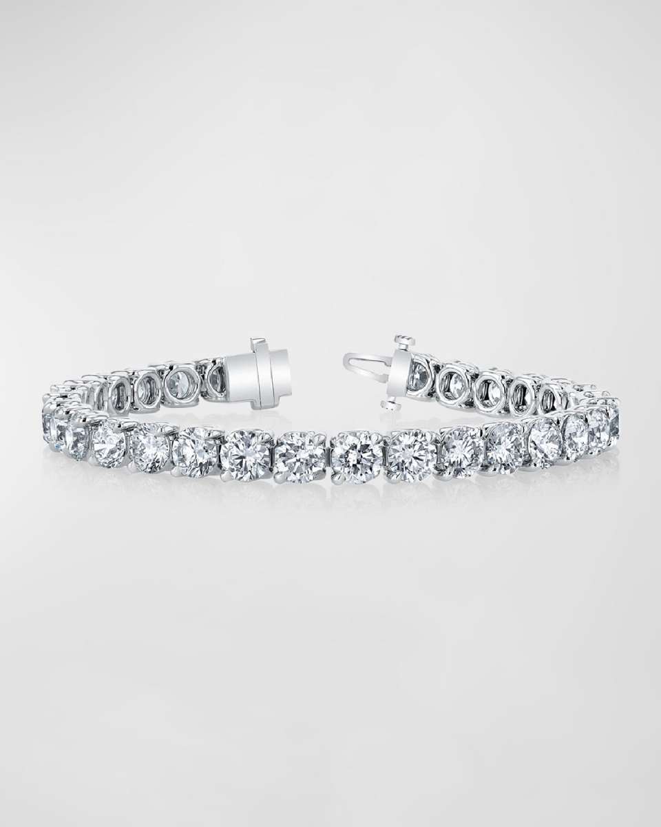 Platinum Round-Cut Diamond Buttercup Tennis Bracelet, 3.55tcw, 7"L