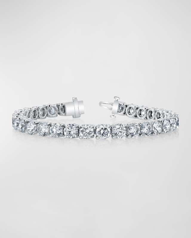 Platinum Round-Cut Diamond Buttercup Tennis Bracelet, 3.55tcw, 7"L