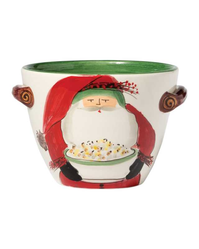 Old St. Nick Handled Deep Serving Bowl with Popcorn