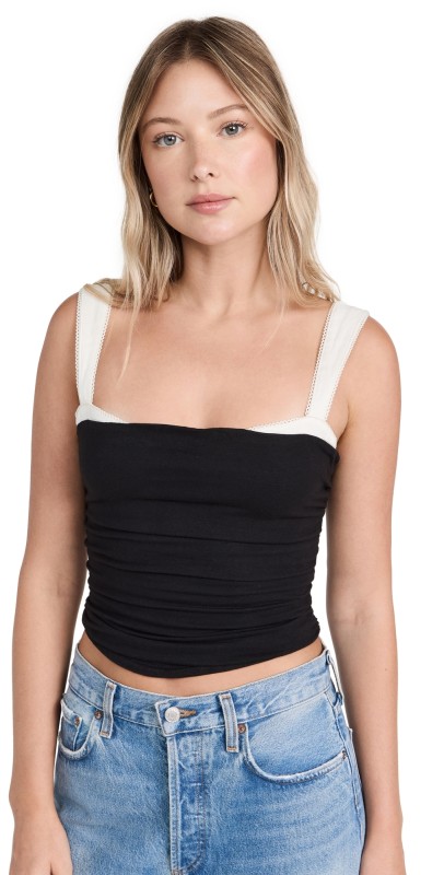 Free People 2 Tone Tank Black Combo