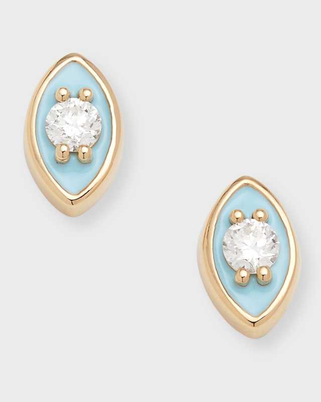 14k Diamond Large Marquis Evil Eye Stud Earrings