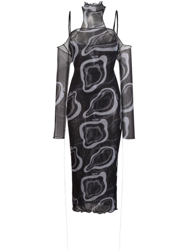 Janet semi-sheer layered midi dress