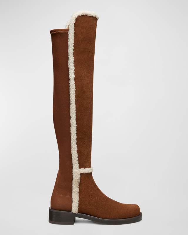 5050 Bold Suede Shearling Knee Boots