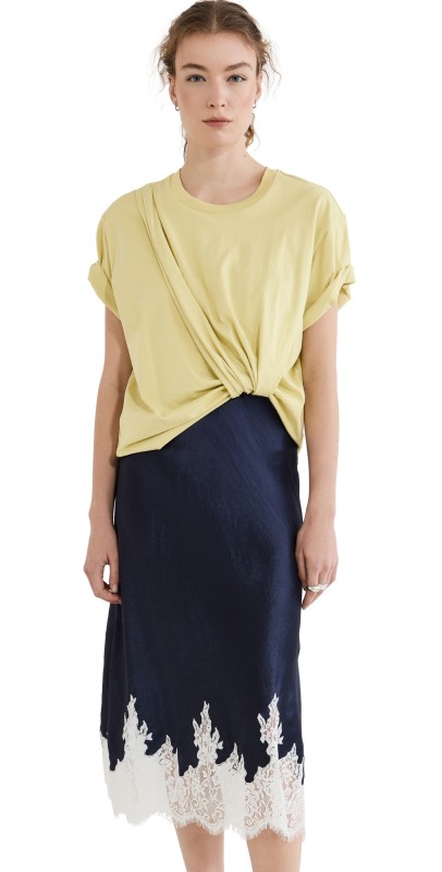 3.1 Phillip Lim Draped T-Shirtlip Combo Dress Limelight/Navy Multi