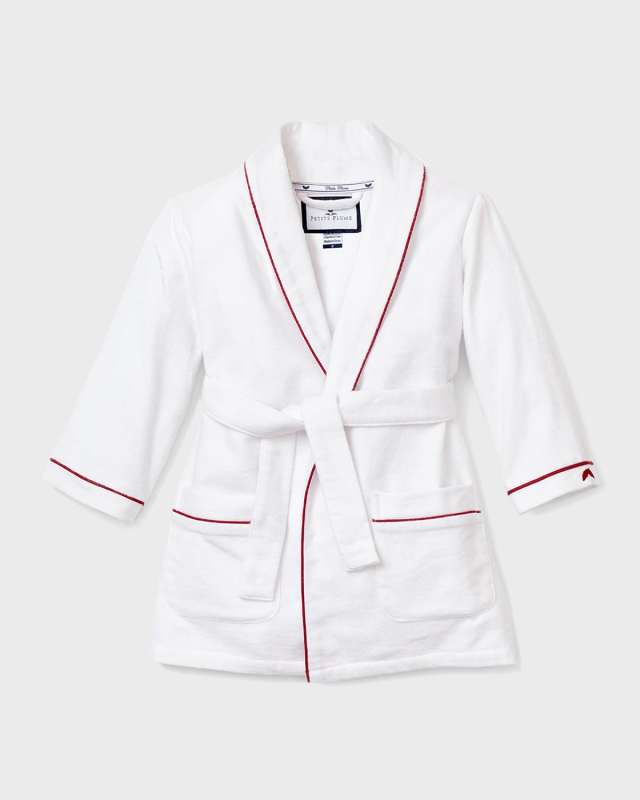 Kid's Solid Flannel Robe w/ Contrast Piping, Size 6M-14