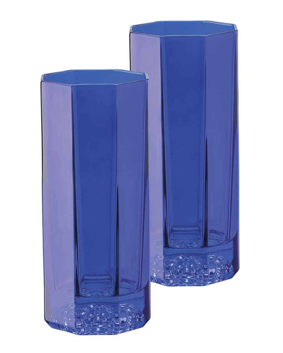 Medusa Lumiere Blue Long Drinking Glasses, Set of 2