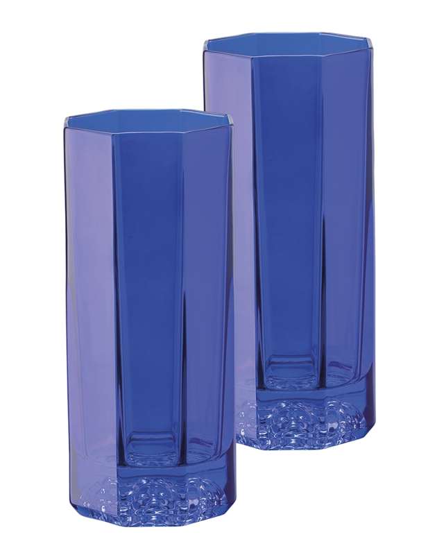 Medusa Lumiere Blue Long Drinking Glasses, Set of 2