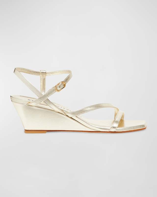 Oasis Metallic Ankle-Strap Wedge Sandals