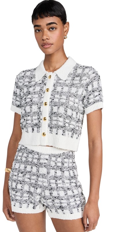 Cinq à Sept Adalee Cropped Cardigan Black/White