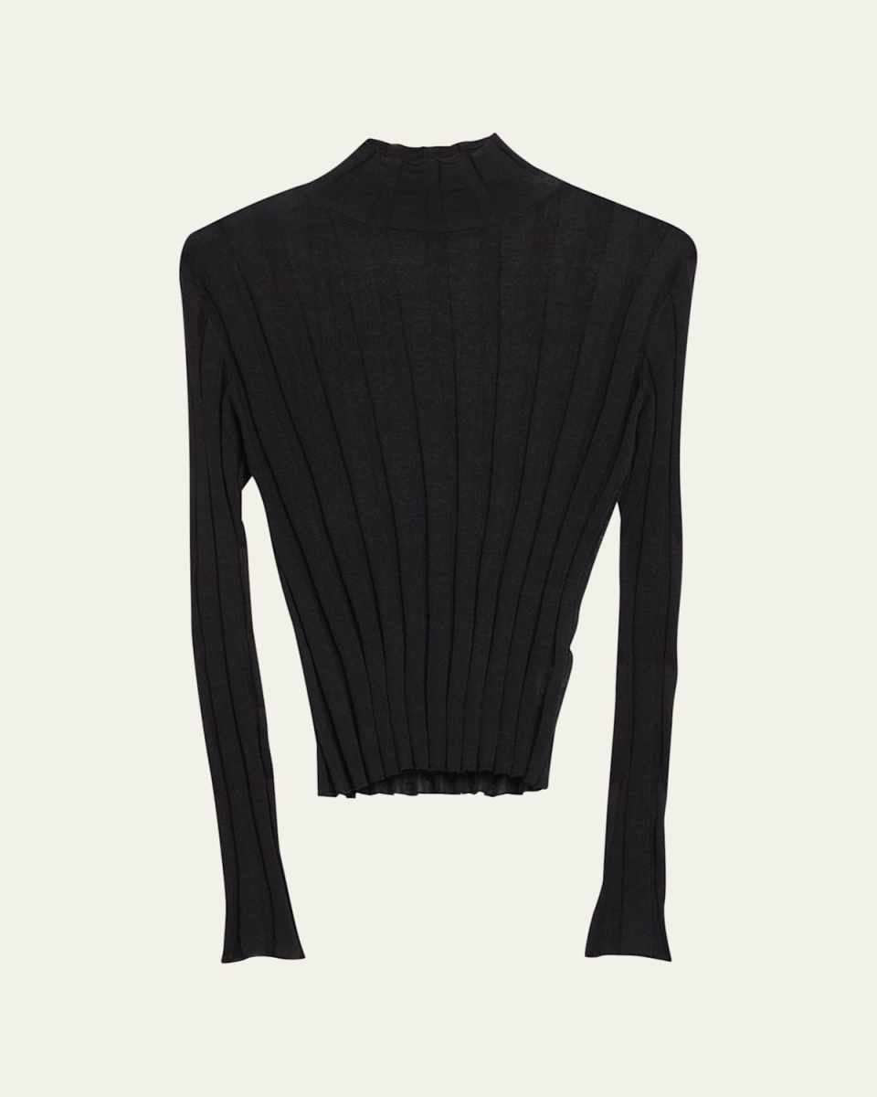 Daxy Mock-Neck Linen-Silk Rib Top