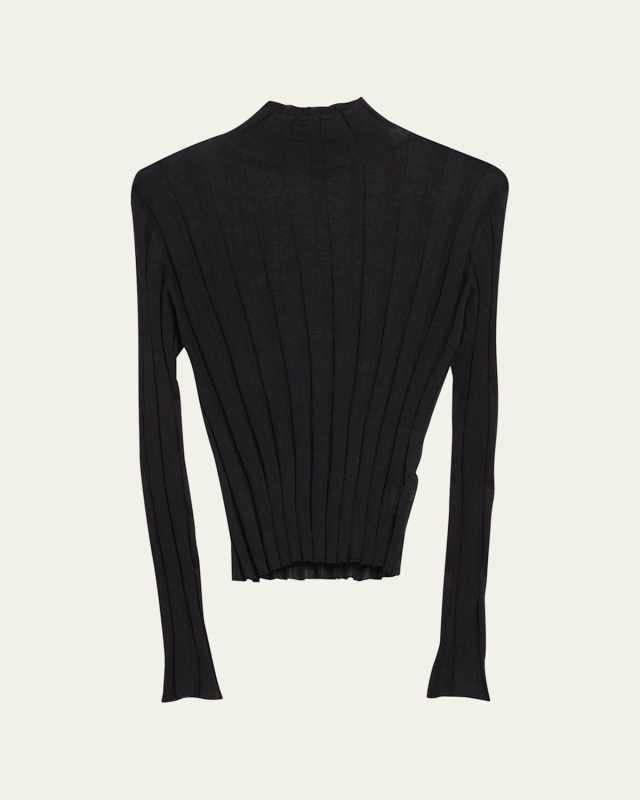 Daxy Mock-Neck Linen-Silk Rib Top