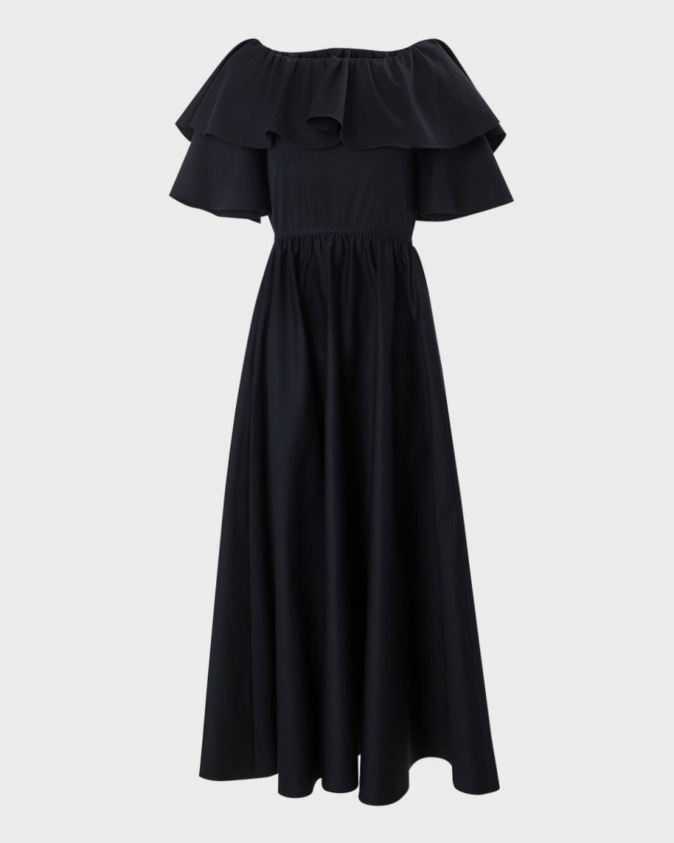 Tiered Ruffle Short-Sleeve Midi Dress