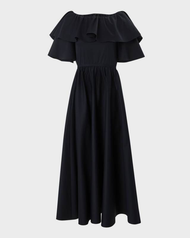 Tiered Ruffle Short-Sleeve Midi Dress
