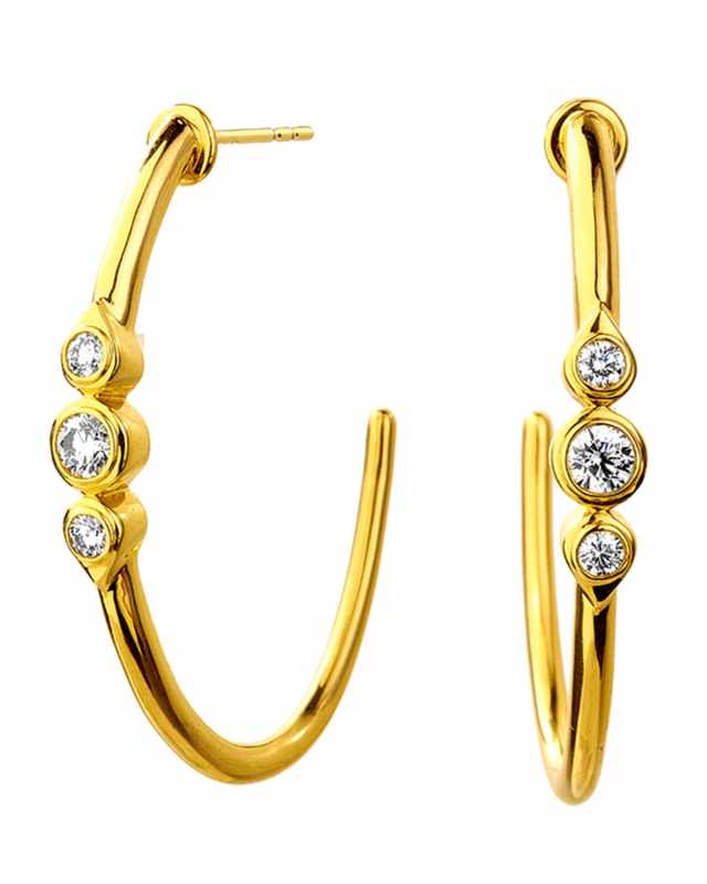 18K Diamond Mogul Hoop Earrings