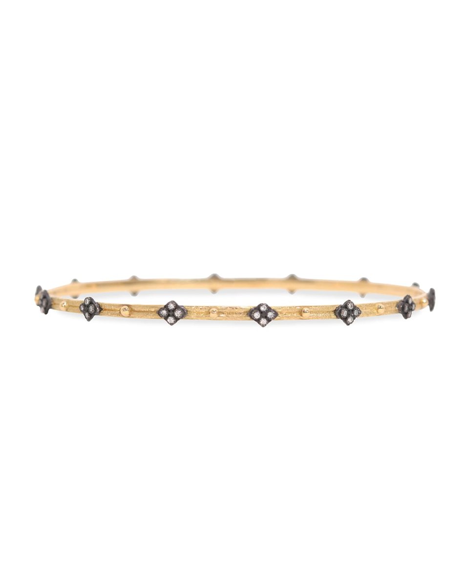 Diamond-Quatrefoil Bangle, Golden