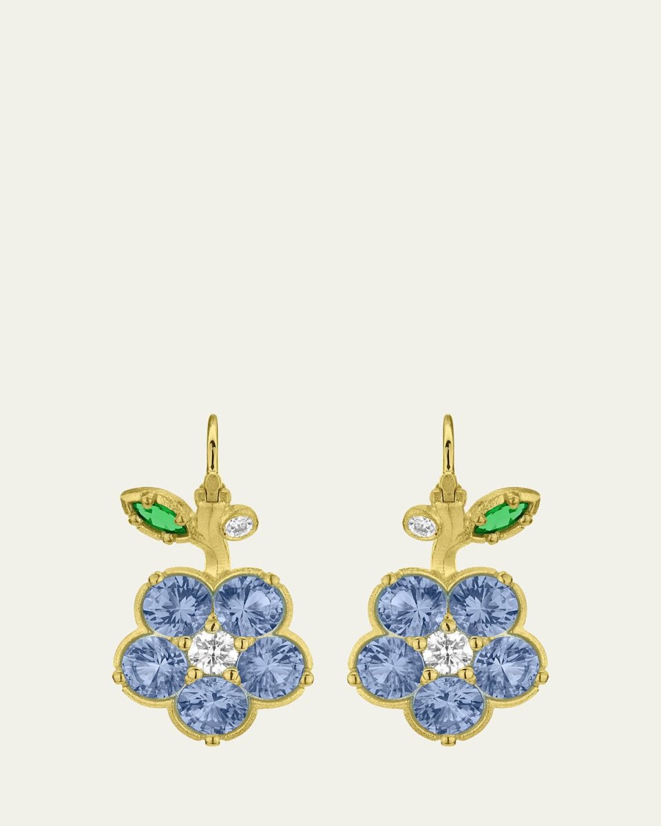Wild Child Blue Sapphire and Diamond Drop Earrings in 18k Gold
