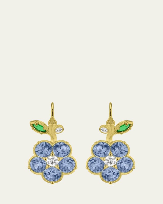Wild Child Blue Sapphire and Diamond Drop Earrings in 18k Gold