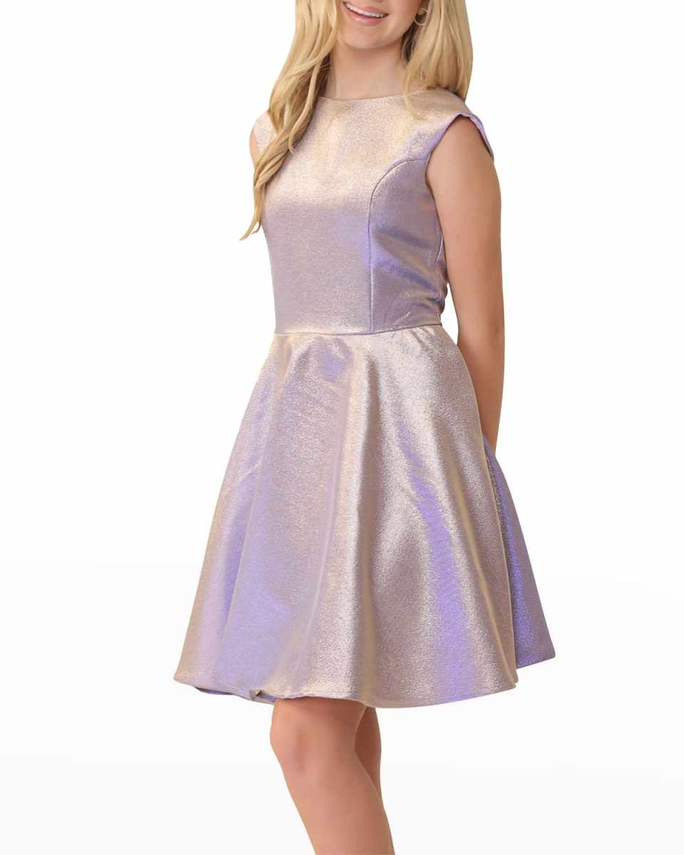 Girl's Cap-Sleeve Fit-and-Flare Dress, Size 7-20