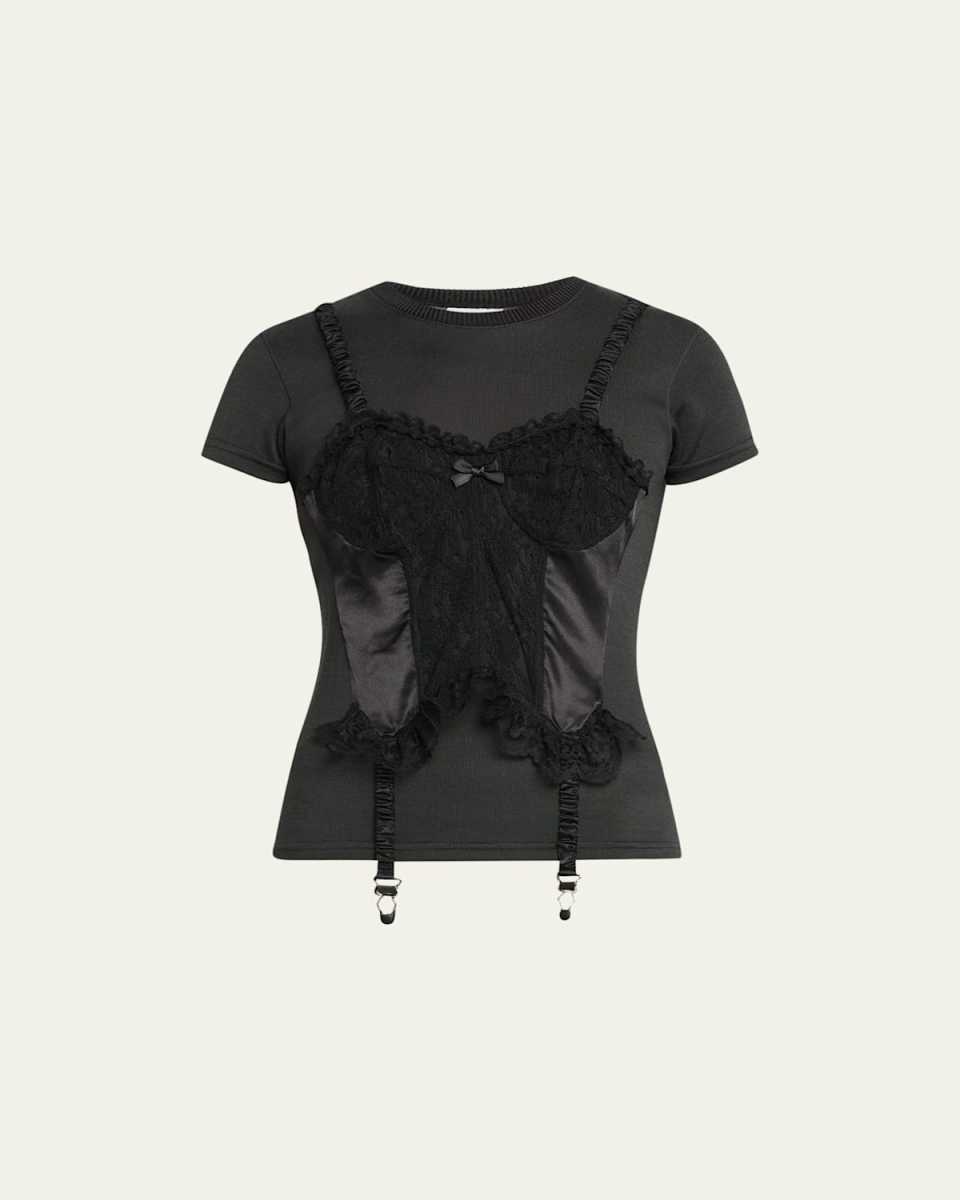 Ruffle Corset Overlay T-Shirt