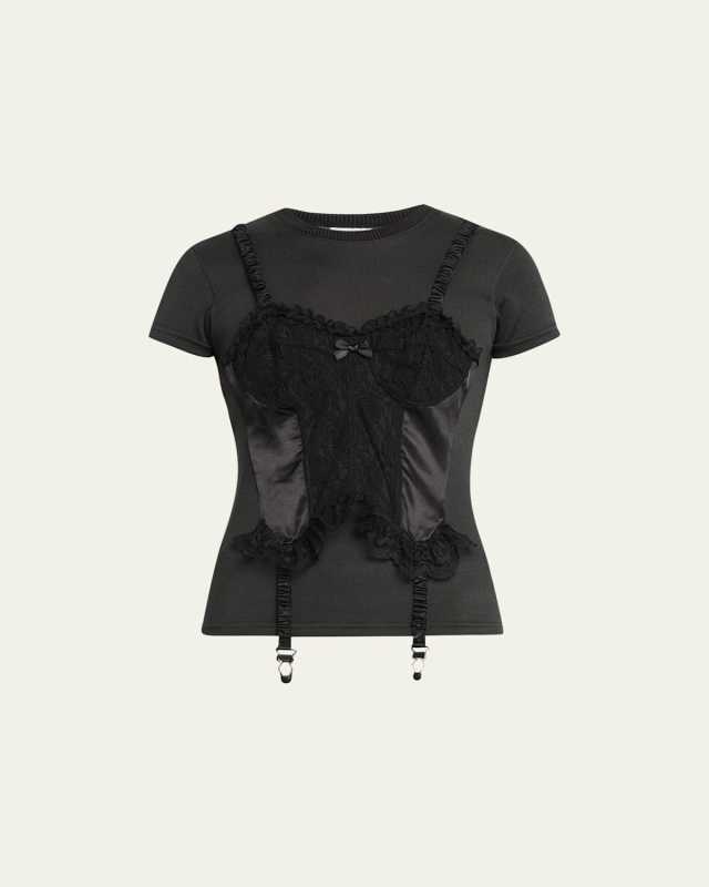 Ruffle Corset Overlay T-Shirt