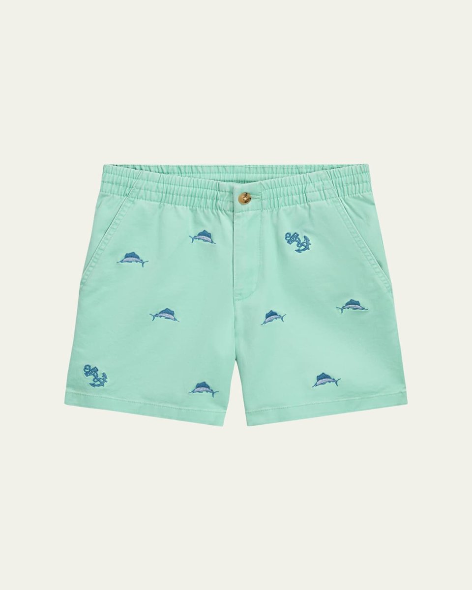 Boy's Embroidered Marlin Fish Shorts, Size 8-20