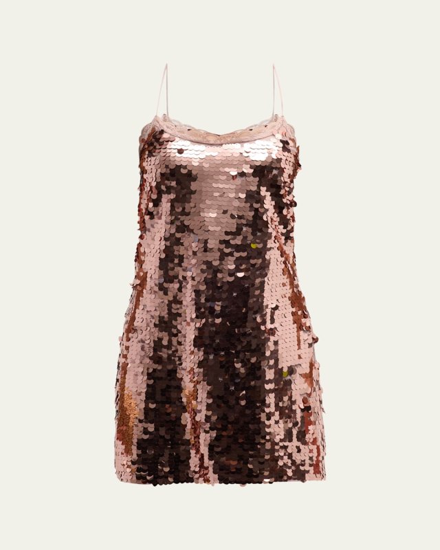 Grecia Sequin Spaghetti-Strap Mini Dress